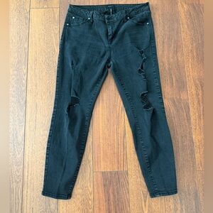 Y2K Low Rise Black Distressed Women's Jeans Size 32
